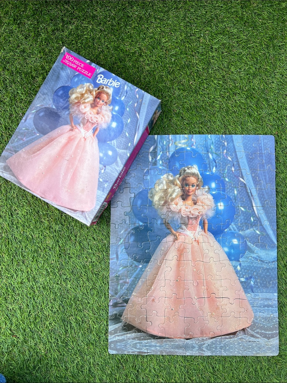 VINTAGE 1992 Golden Barbie 100 pc Puzzle featuring 1991 Birthday Surprise Barbie